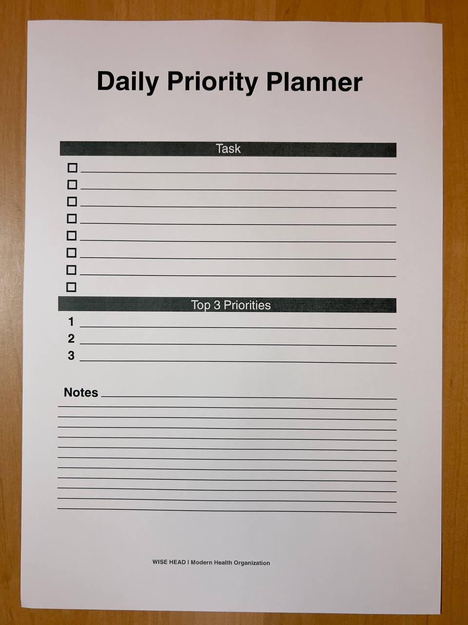 Daily Priority Planner