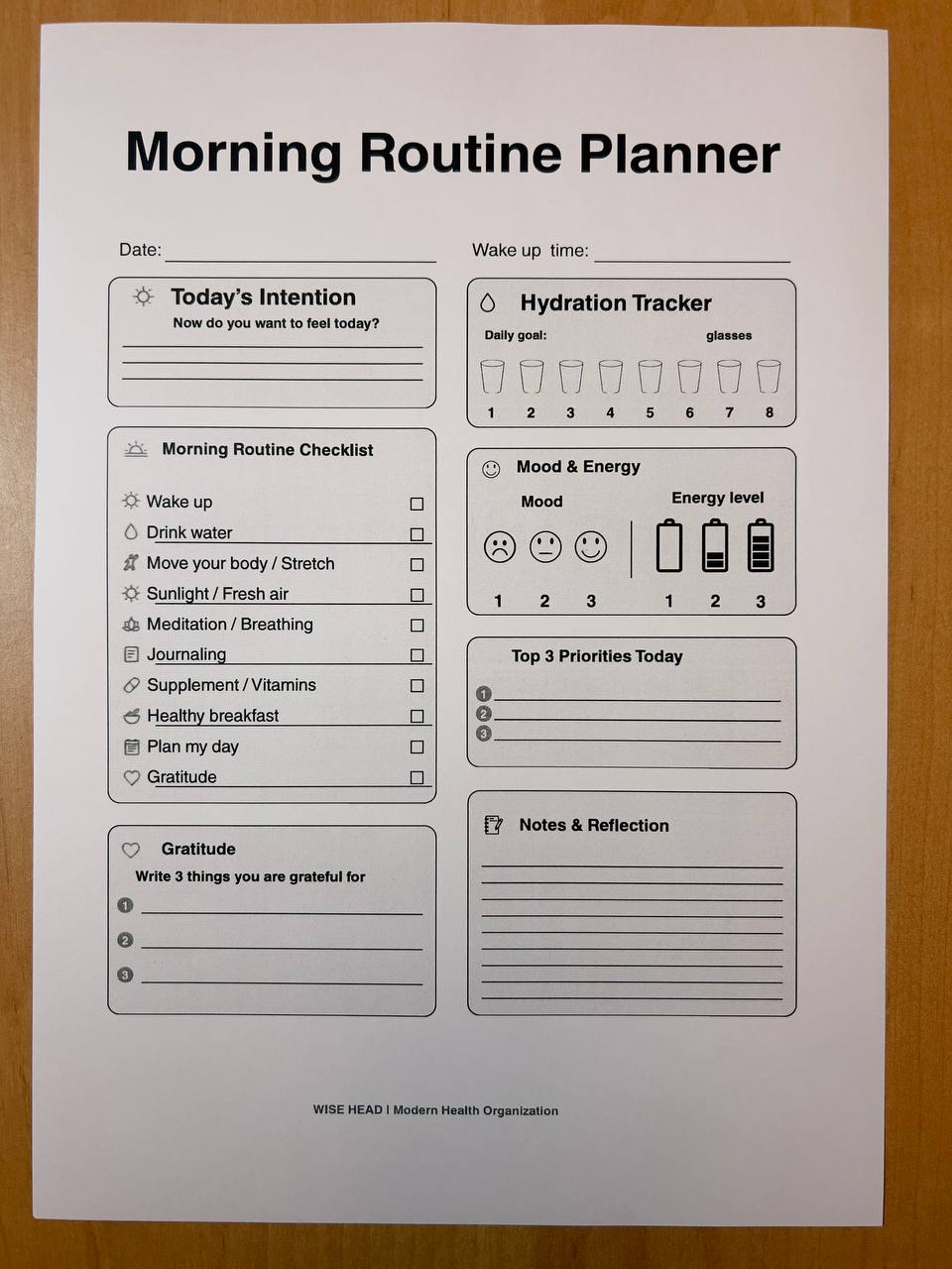 Morning Routine Planner