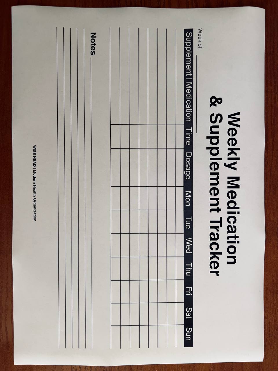 Weekly Medication & Supplement Tracker